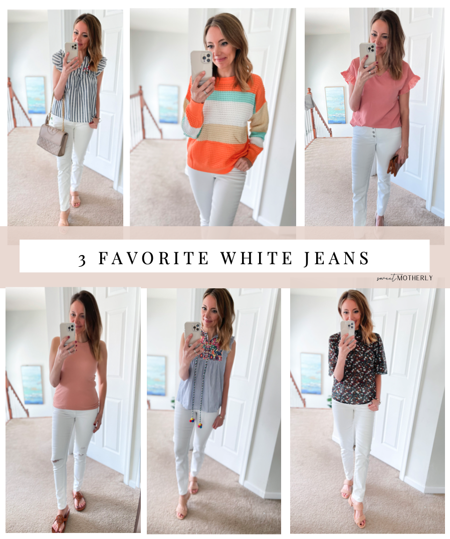 The Best White Jeans! (And 5 tops to pair them with) - Sweet Motherly
