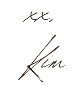 A picture of the name xx. Kim written in ink