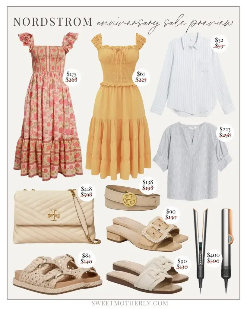 Gift Guide Template - 8 - Sweet Motherly A collage of different outfits and shoes.
