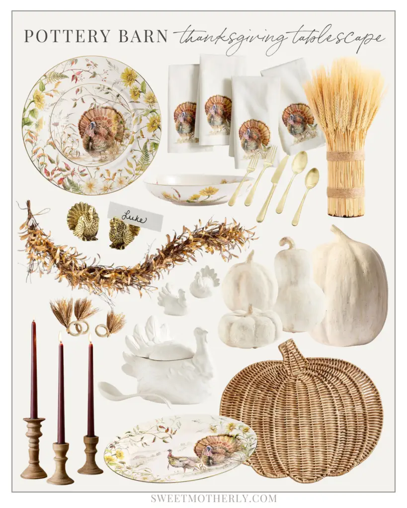 A bunch of thanksgiving decorations and plates
