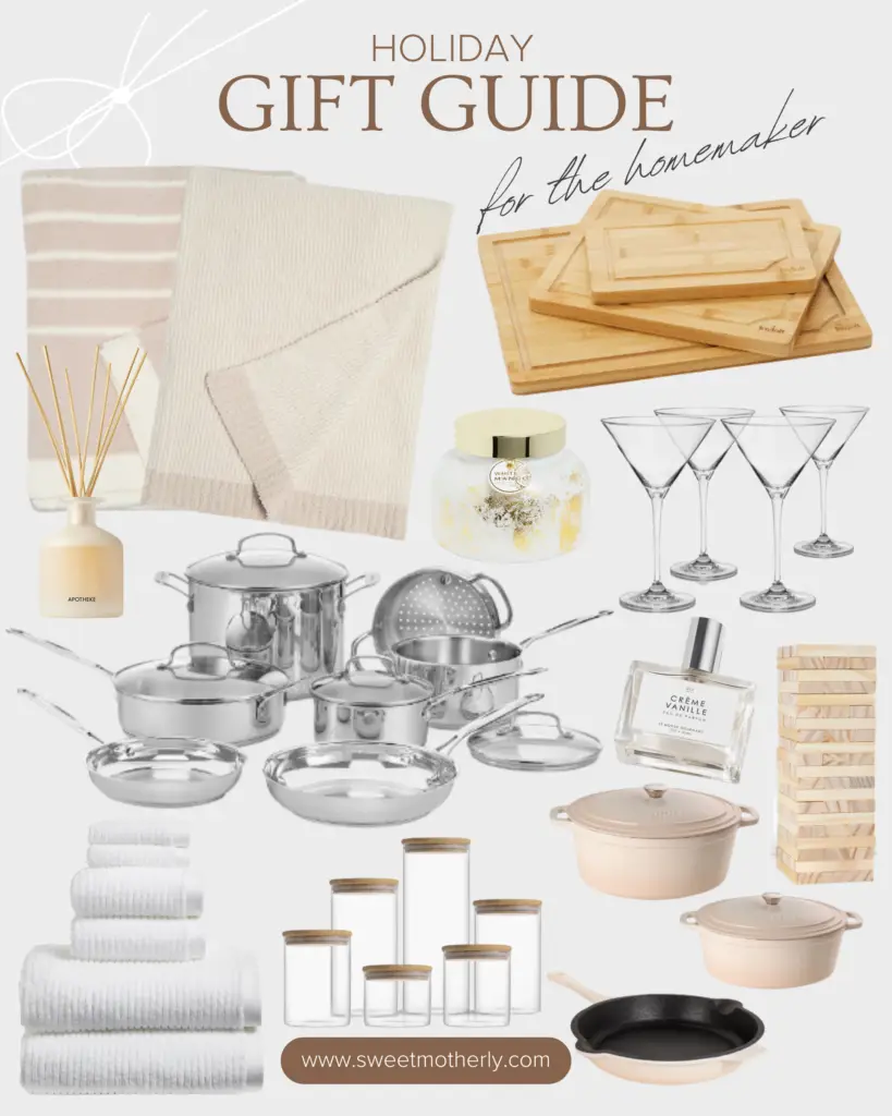 Holiday Gift Guides 2 - Sweet Motherly A collage of kitchen items and accessories.
