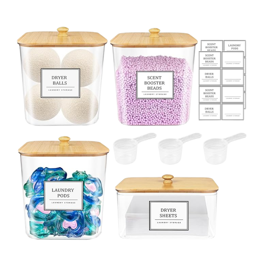 3+1 Pack Laundry Pods Container,Clear Laundry Room Organization Containers