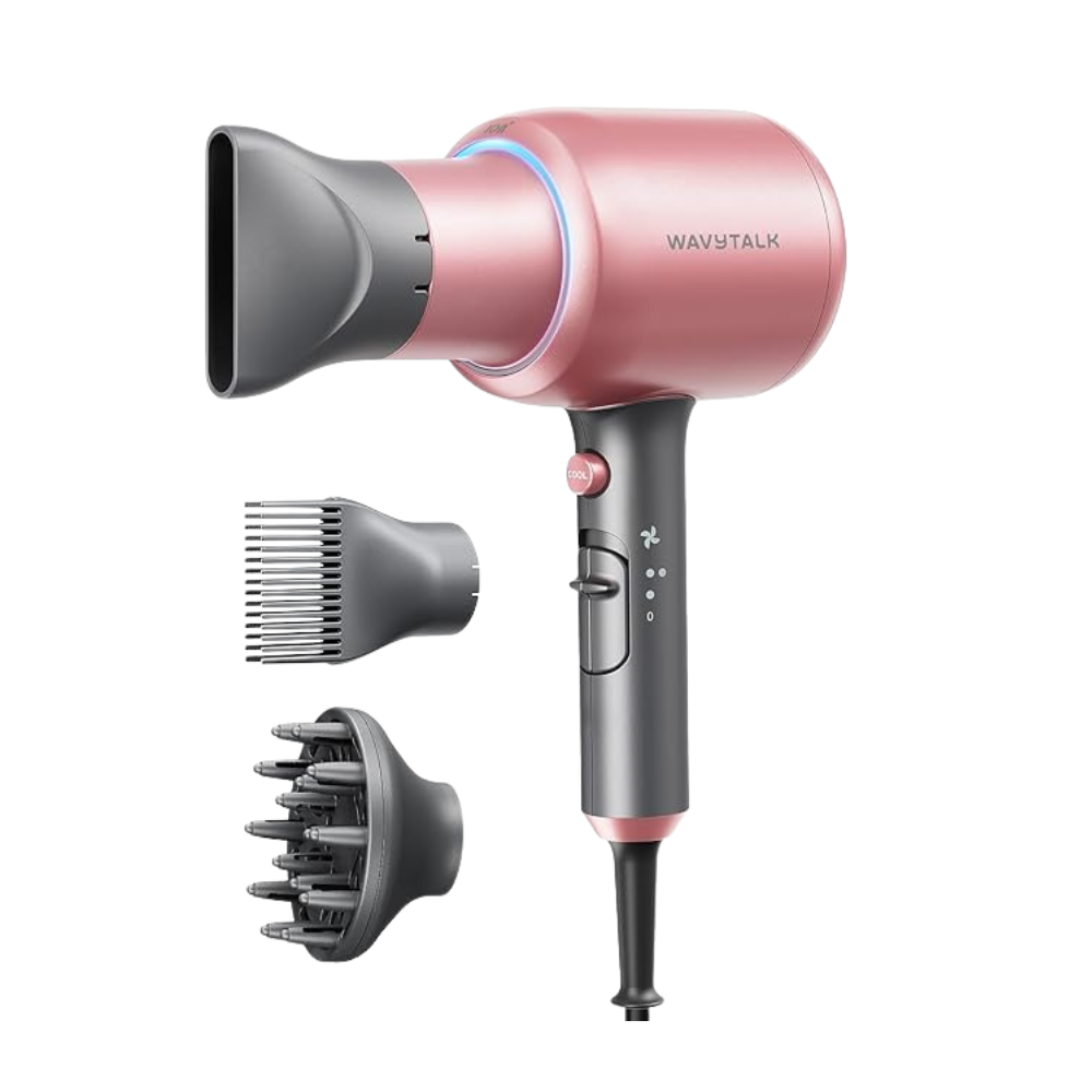 Pink hair dryer with 3 attachments