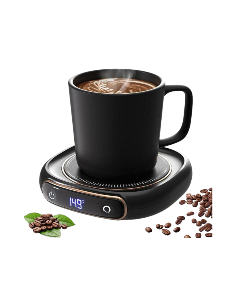 Back coffee cup and coffee warmer