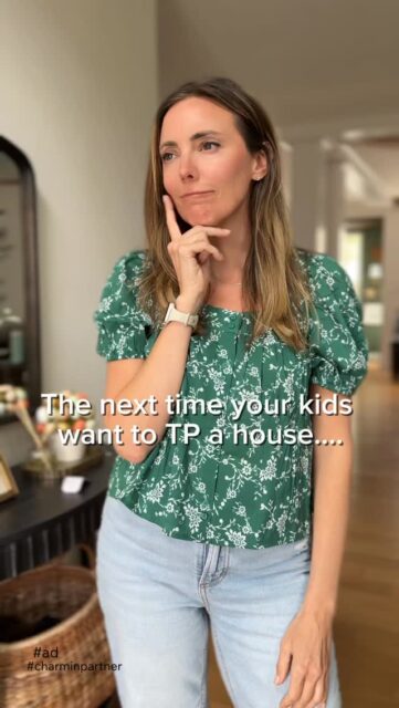 #charminpartner #charminwalmart “The next time your kids ask to TP a house… Jk Jk 😅 We can barely keep toilet paper in stock in our own house as it is. I switched to the @Charmin Forever Roll from @Walmart because it’s softer AND more absorbent, AND lasts up to a whole MONTH!! Such a simple swap but it’s made a huge difference. Comment ‘LINK’ and I’ll send it 🤍