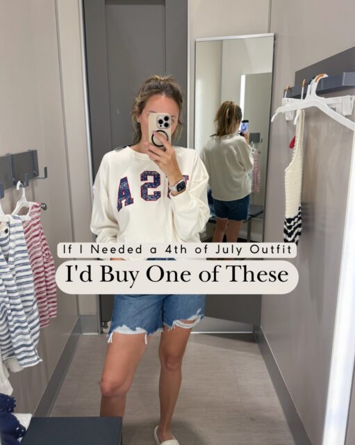 If you're still scrambling for a cute 4th of July flag outfit... Target understood the assignment 🇺🇸👏

I found 5 outfits that feel festive but effortless. 
Think easy denim, lightweight knits, classic stripes, and subtle red, white, and blue pieces you'll actually wear long after the holiday weekend is over.

Whether you're heading to a backyard BBQ, pool party, baseball game, fireworks, or just enjoying a long weekend with family, these are the kinds of outfits that look put together without trying too hard.

𝗪𝗵𝗶𝗰𝗵 𝗹𝗼𝗼𝗸 𝗶𝘀 𝘆𝗼𝘂𝗿 𝗳𝗮𝘃𝗼𝗿𝗶𝘁𝗲: 𝟭, 𝟮, 𝟯, 𝟰, 𝗼𝗿 𝟱? 𝗖𝗼𝗺𝗺𝗲𝗻𝘁 🔗
#targetstyle #4thofjulyoutfit #summerstyle #targetfinds #casualchic. LinkDM *078*
target fashion • patriotic outfits • summer outfit ideas • casual summer style • affordable fashion • holiday weekend outfits • mom style • denim shorts outfit • red white and blue outfit
