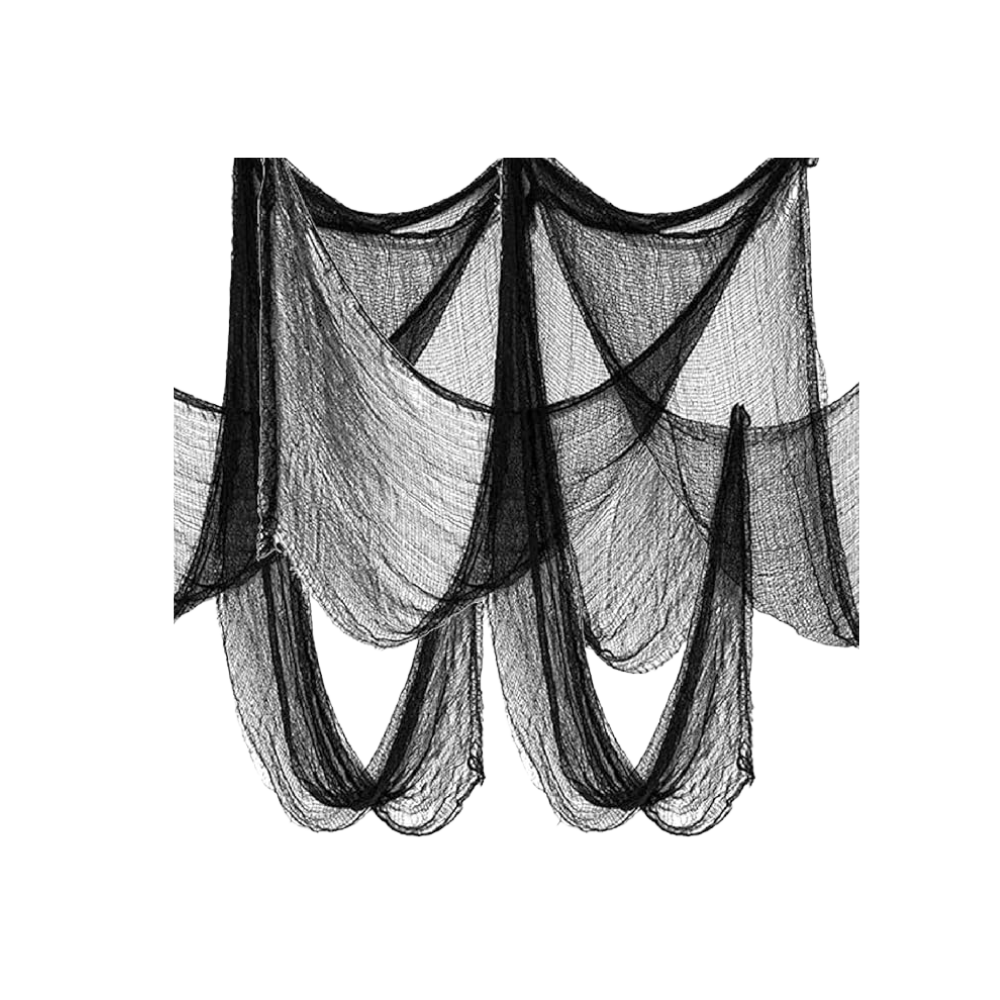 Black gauze halloween decor