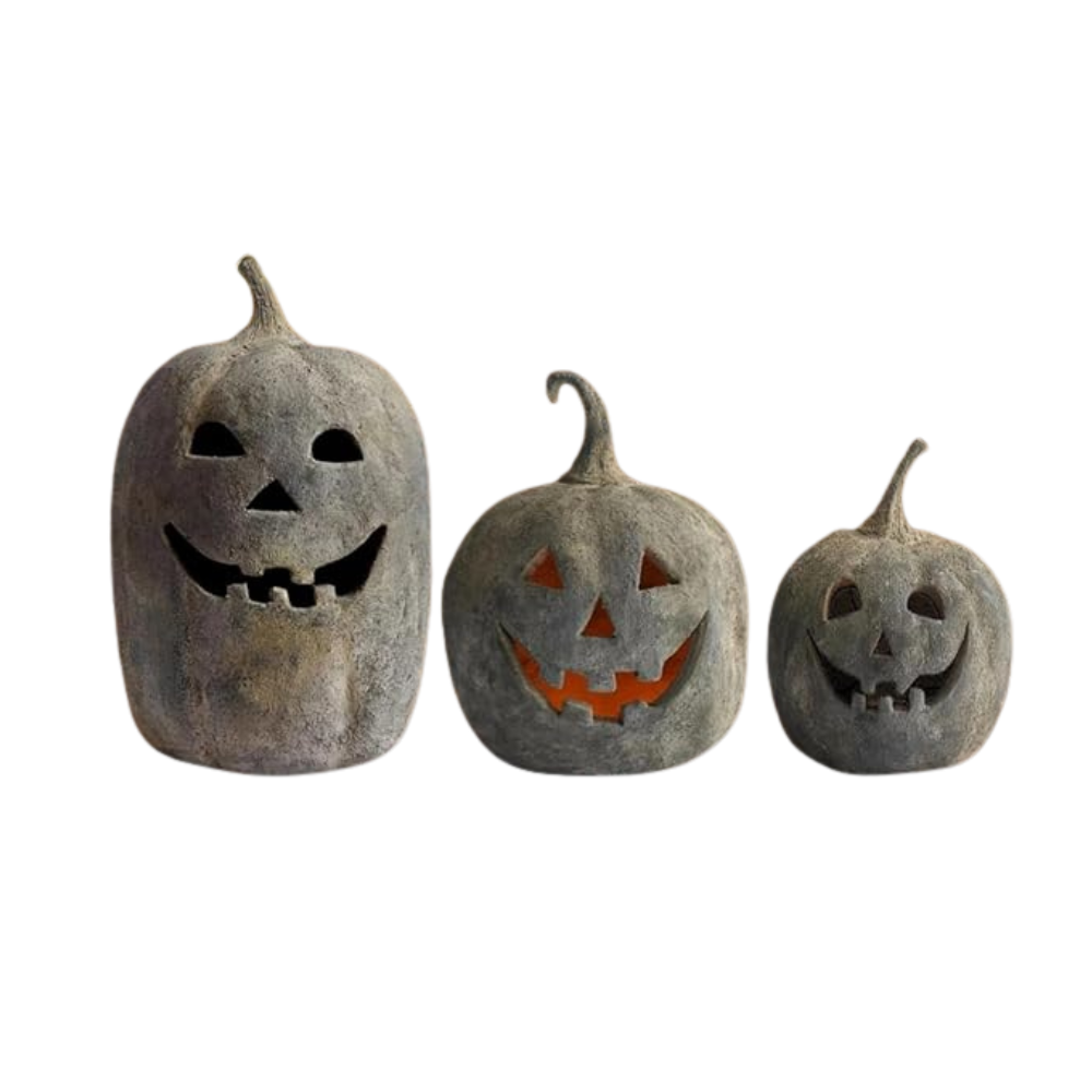 Faux stone pumpkins for halloween decor