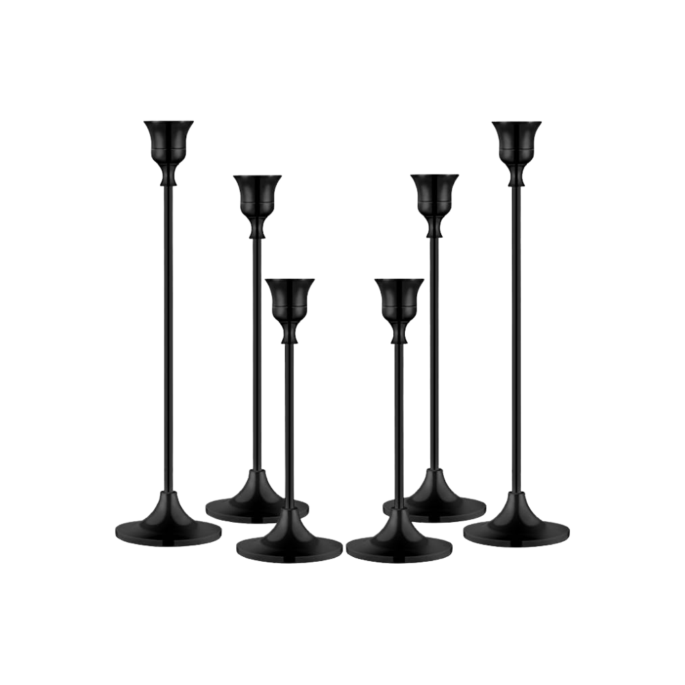 Varying heights black candlesticks