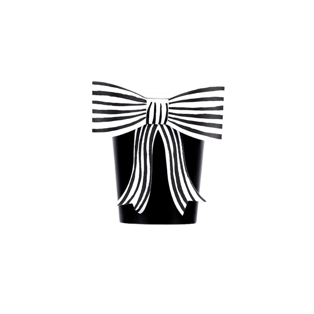 black striped bow cups