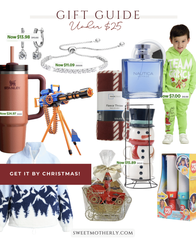 Last minute Christmas gifts under  including cozy items, toys, accessories, small home gifts, and budget friendly favorites.